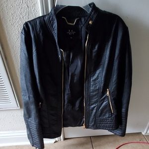 Black faux (vegan) leather jacket- XL